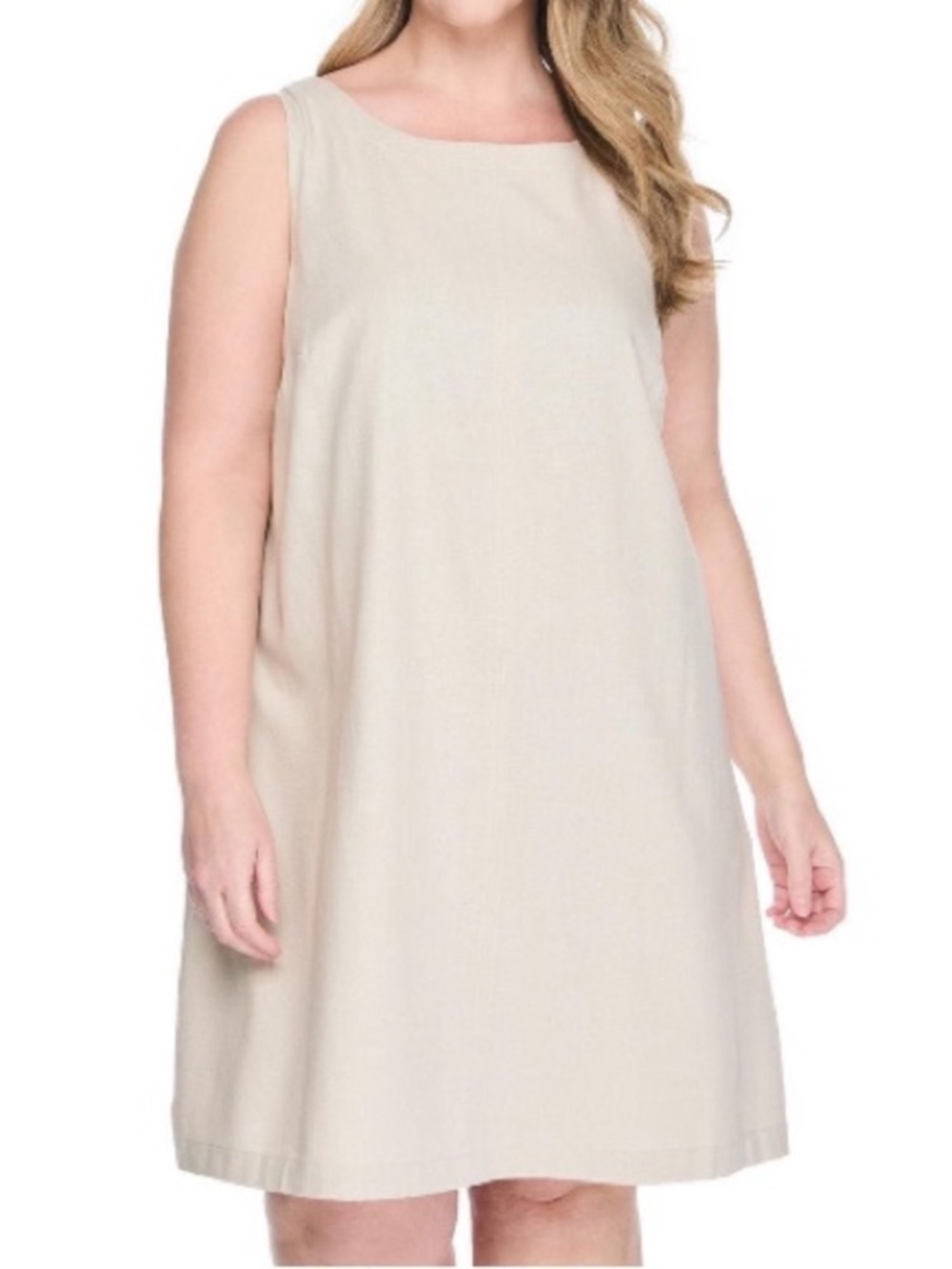 NWT 3X Lane Bryant linen blend mini summer dress sleeveless cream/tan